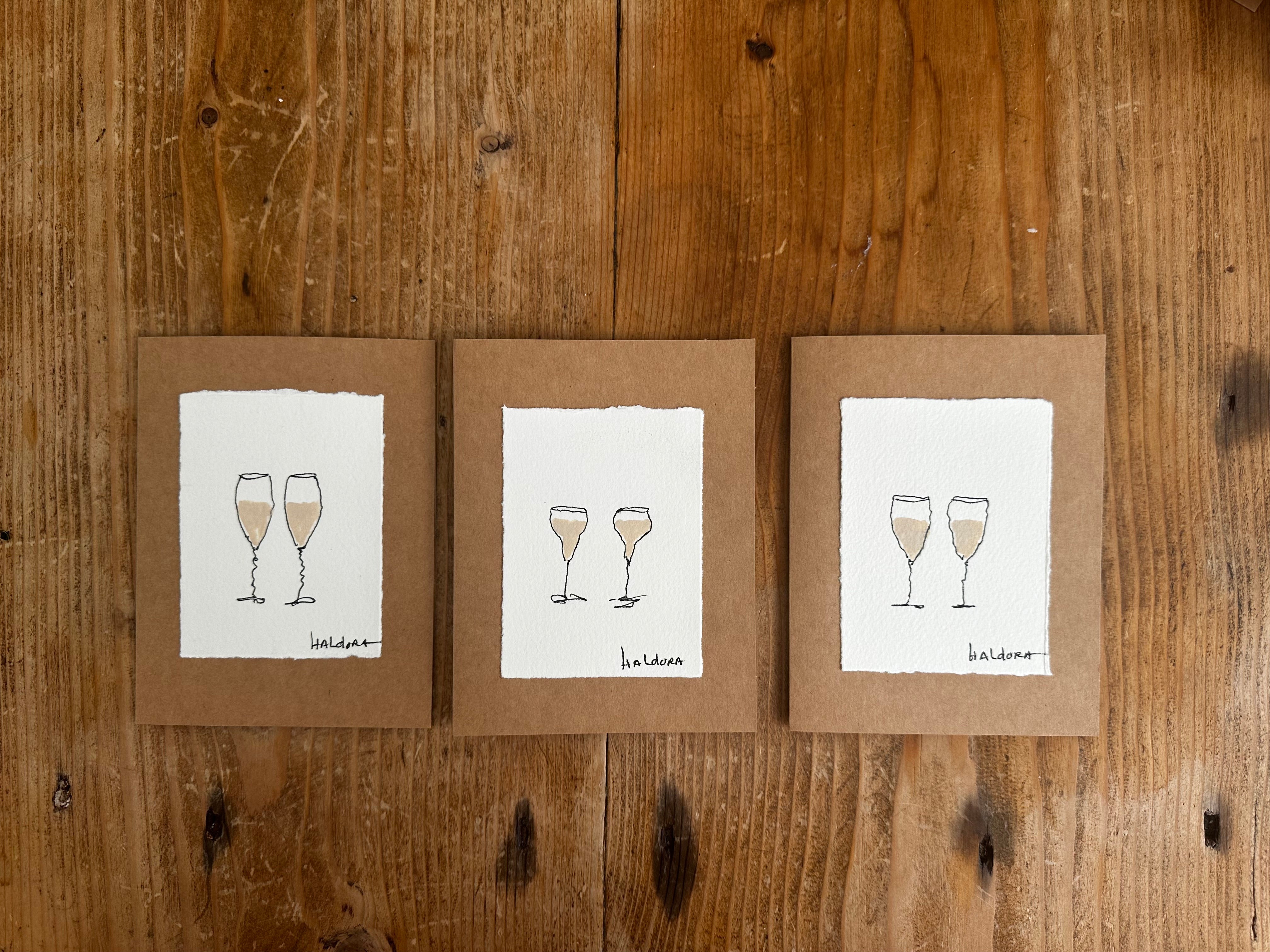 Note Cards - Hand Painted - White Wine