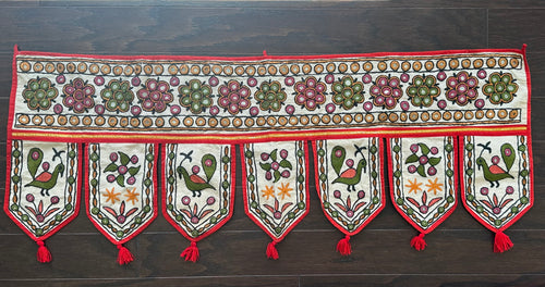 Upcycled Indian Embroidered Toran. - Door or Wall Hanging