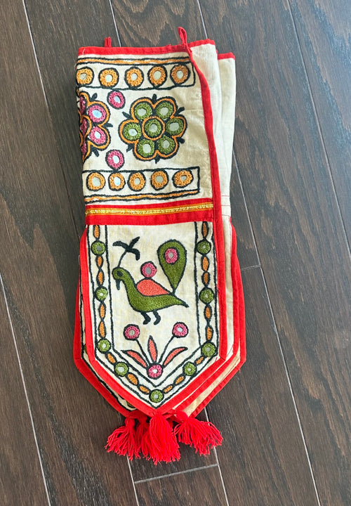 Upcycled Indian Embroidered Toran. - Door or Wall Hanging