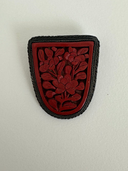 Vintage Cinnabar Pin   -   Upcycled