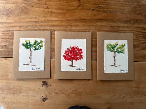 Note Cards  - Hand Painted  -  Trees