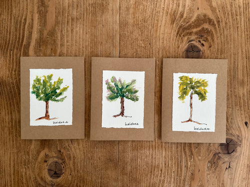 Note Cards  - Hand Painted  -  Trees