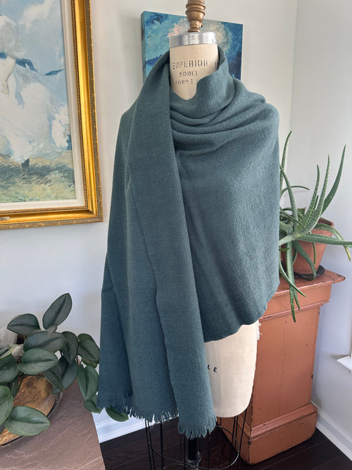 Wool Shawl - Travel Blanket. - Small Throw  Grey