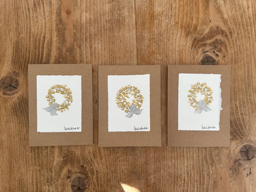 Note Cards  - Hand Painted  -  Golden Wreaths