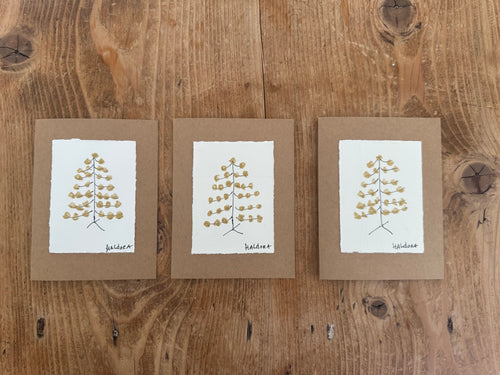 Note Cards  - Hand Painted  -  Golden Trees