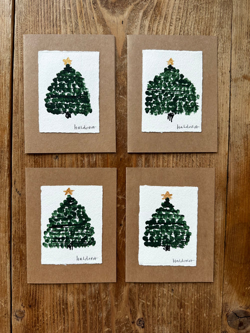 Note Cards  - Hand Painted  - Christmas Trees