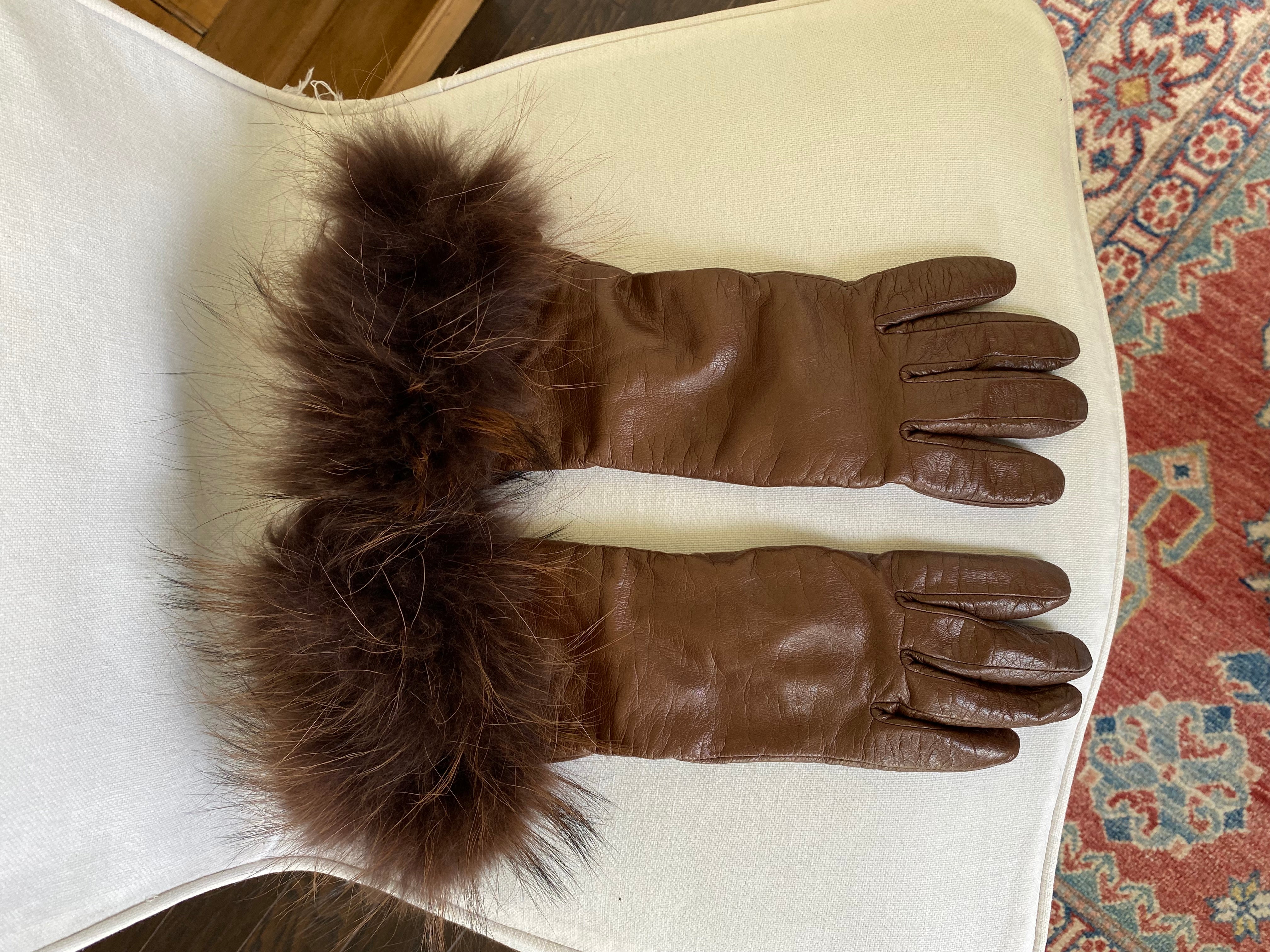 Upcycled - Italian Leather Gloves with Fur Cuff – Haldora Women's
