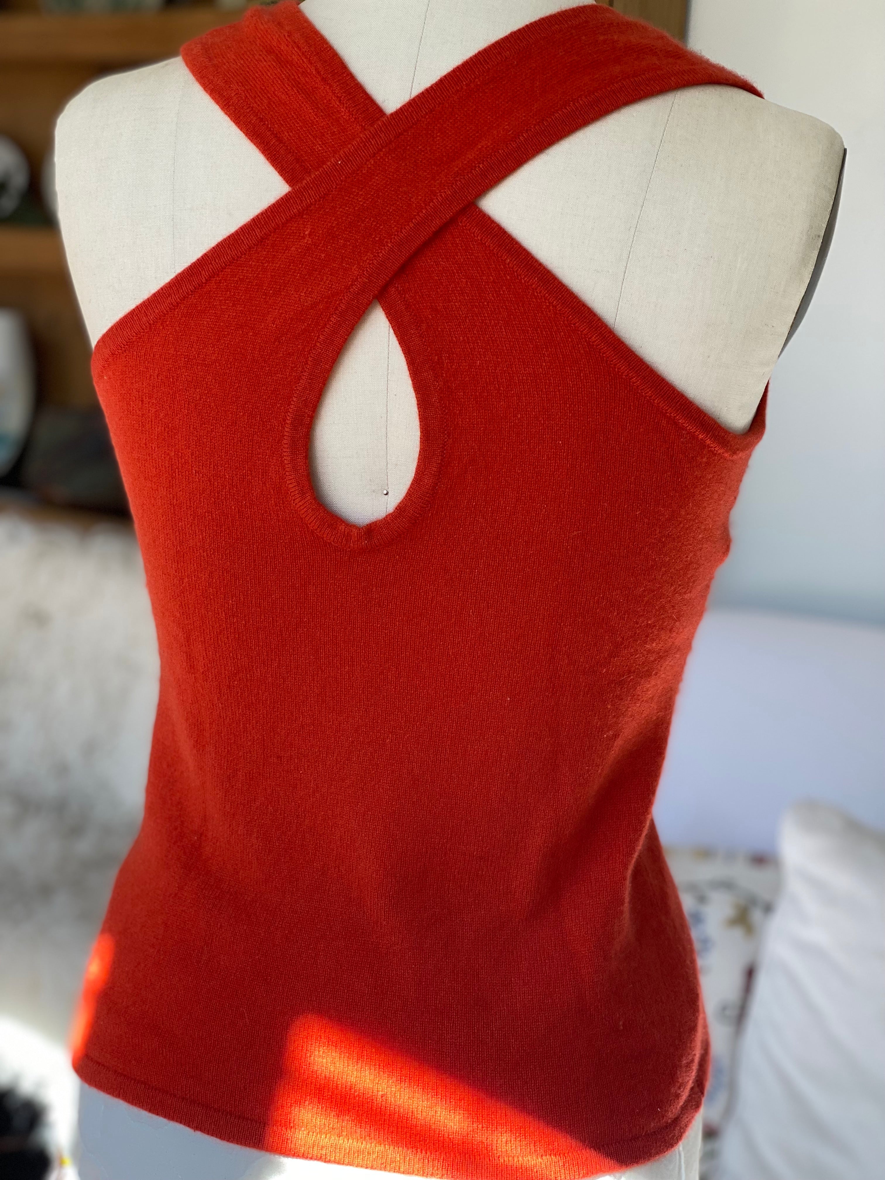 UpCycled Cashmere Cross Back Tank Top.